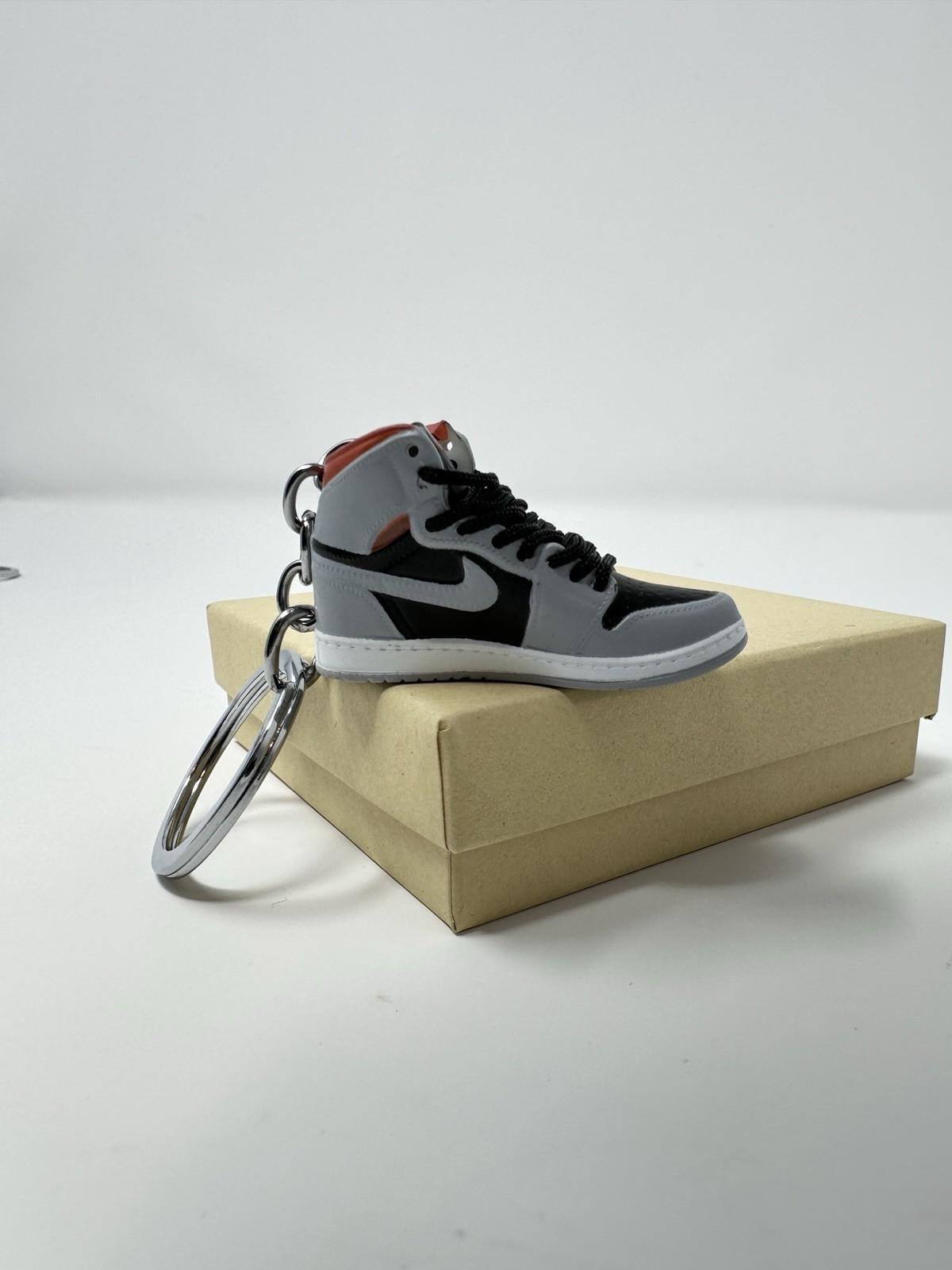 Nike Air Jordan Shoe Keychain 3D Mini Sneaker Charm Gray Black Jordan 1 High OG image 2
