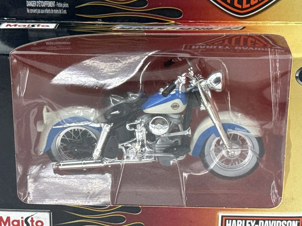 Maisto Harley Davidson 1958 FLH Duo-Glide 1:18 Diecast Motorcycle Blue White - Image 2 of 4