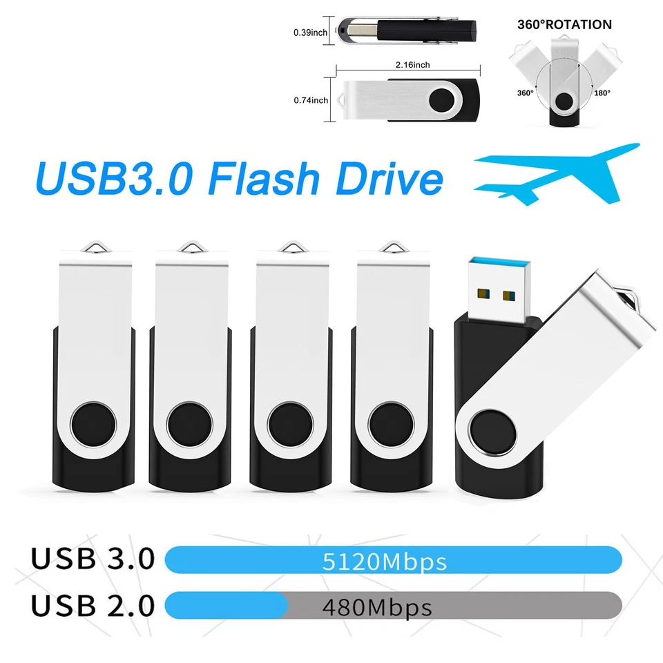 16GB 5Pack USB3.0 Flash Drives Memory Stick Thumb drive Pen Drives Data Storage - Image 2 of 4