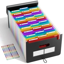 26 Pockets Accordian File Organizer Keeper/Expanding Filling Box Letter A4 Si...