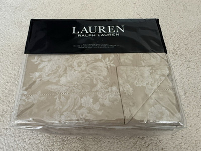 Lauren Ralph Lauren Mya Floral Duvet Cover Jacquard Cotton Tan $430 Full/Queen