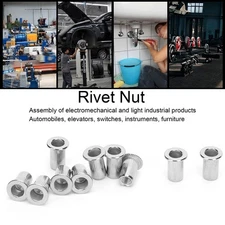 50Pcs Stainless Steel Rivet Nut Ribbing M5 Fastener Hardware Industrial Supplies