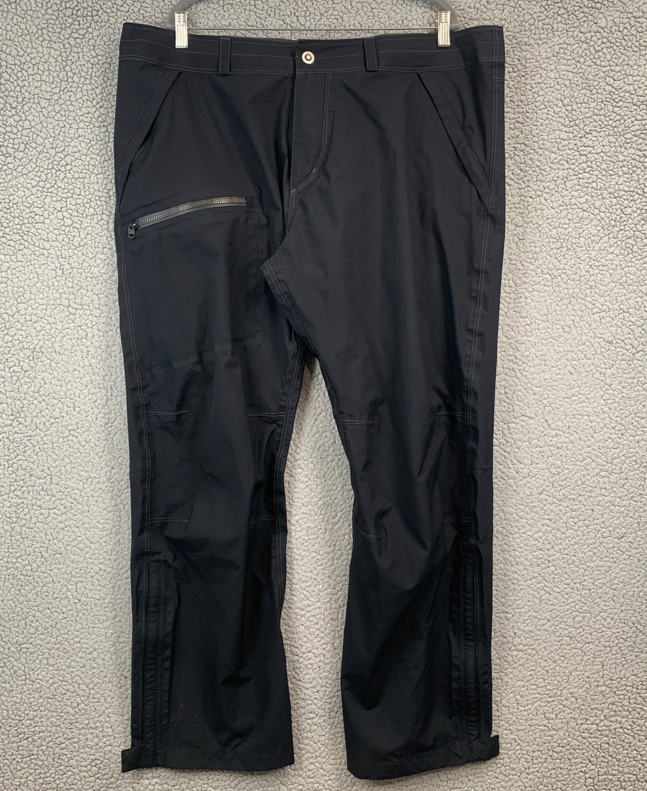 Kuhl Jetstream Rain Pants Mens Size 42 X 30 Black Nylon Hiking Pants Zipper