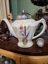 Antique Art Deco Fraunfelter Art Deco Teapot w/ Diffuser Nickle plated Cap