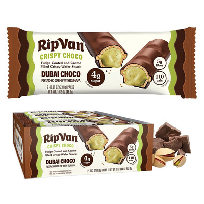 Rip Van Dubai Chocolate Bar Crispy Choco   Healthy Snack with Creamy Pistachio &