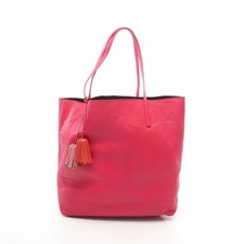 LOEWE Anagram Shoulder Bag Tote Bag Leather Pink Purple with Tassel #RC4035
