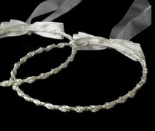 Elegant IVORY Greek Orthodox Stefana Wedding Crowns w/ Silver Beading