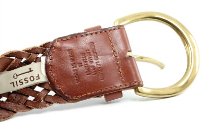FOSSIL Brown Woven Genuine Leather Belt SIZE M BT3812231 | eBay display picture 1