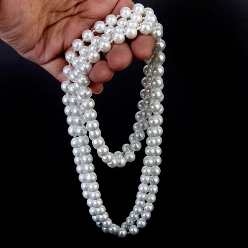 Fashion Bead Style Long Sweater Chain Necklace (White) Sweater necklace - Picture 9 of 9
