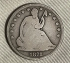 1871-s Seated Liberty Half dollar ,  G / VG