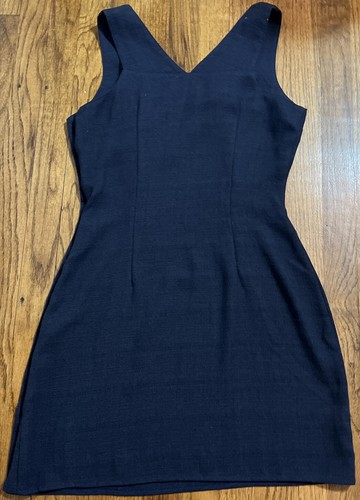 VTG CAMPAGNIE INTERNATIONALE EXPRESS POLYESTER WOOL RAYON NAVY BLUE DRESS SIZE 7 - Picture 7 of 8