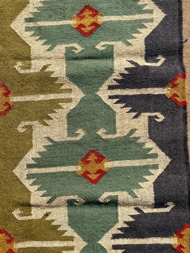 navajo rug Handmade Wool Jute Vintage moroccan Rug Kilim Rug Aztec rug - Picture 6 of 12