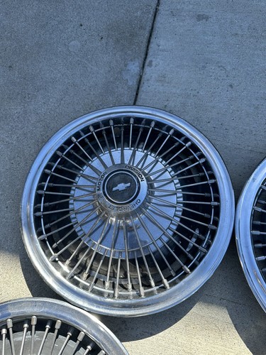 (4 )Vintage Chevy Camaro nova chevelle 13” Wire Spoke Hubcap Wheel Cover - Picture 4 of 14