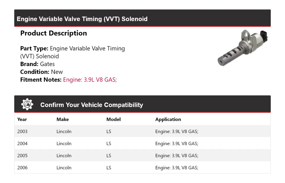 Para Lincoln LS 2003-2006 3,9 L V8 motor de gasolina VVT puertas solenoides 2004 2005 Foto 2 de 4