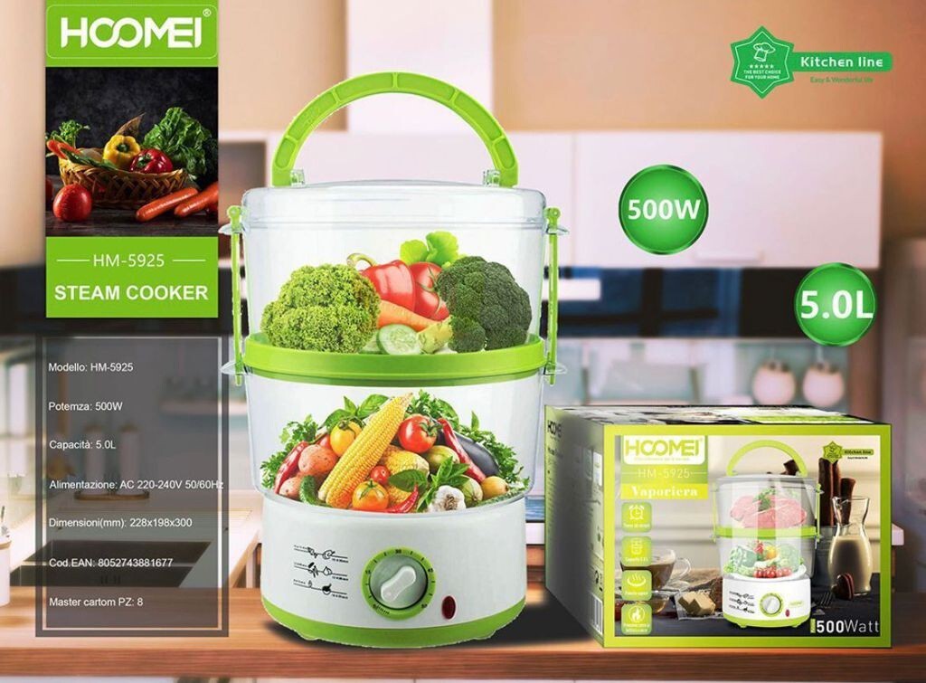 Cucinare Sano con la Vaporiera HOOMEI HM5925 | 2 Cesti 5 Litri