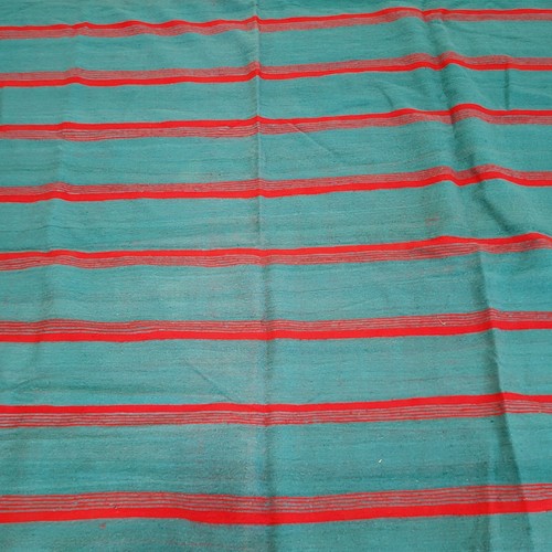 Vibrant Handmade Moroccan Green Rug Red Stripes Fringe Berber Wool Carpet - Picture 21 of 24