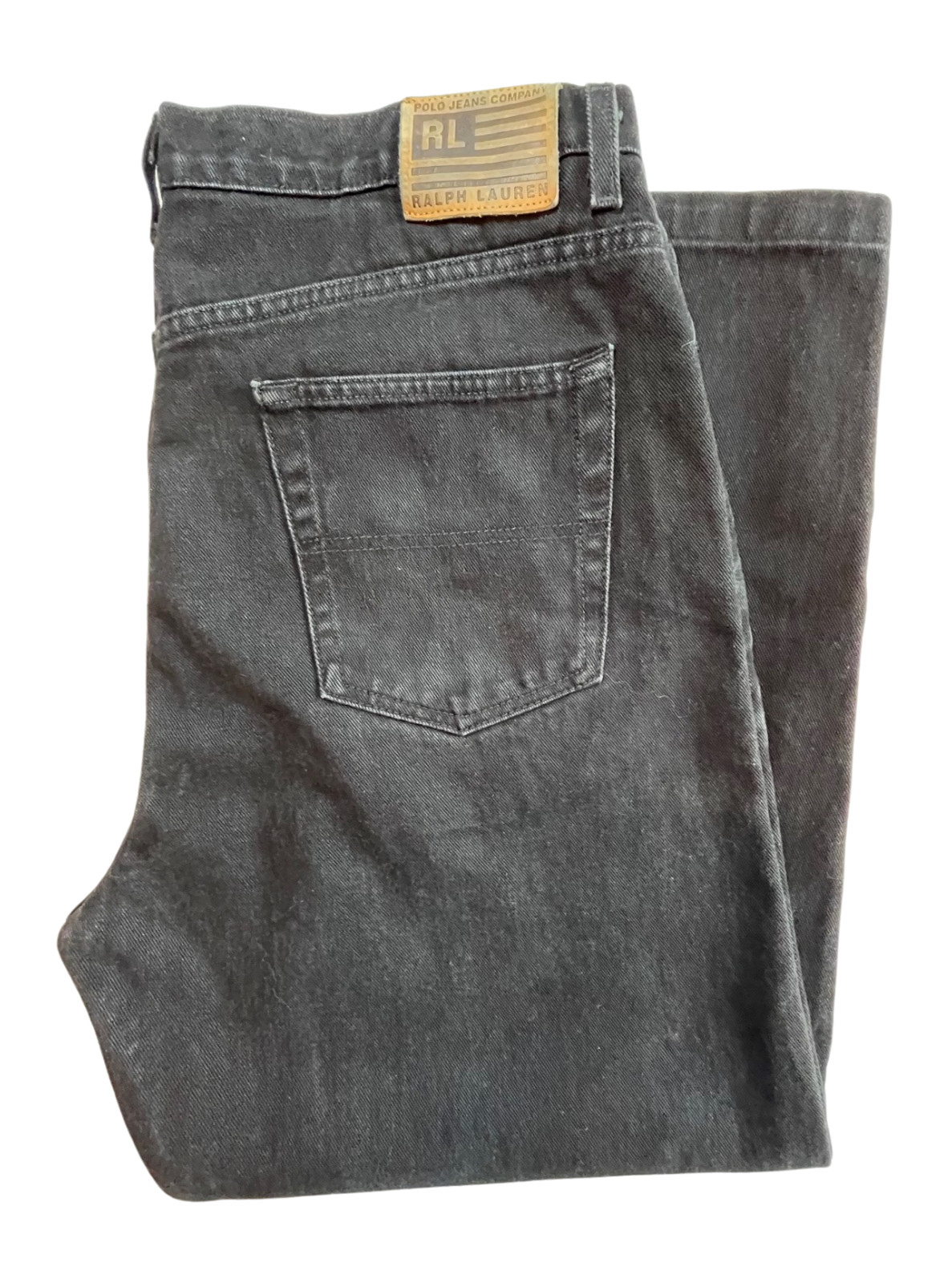 Vintage Y2K Polo Ralph Lauren Flag Jeans Men's Black Stonewash 38 Waist Relaxed thumbnail 7