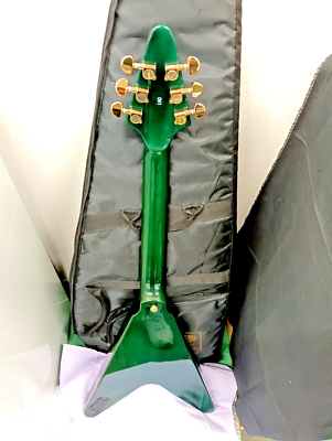 Grassroots Mini Flying V Green Electric Guitar with Built-in Amp