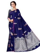 Women's Banarasi Silk Saree With unstitched Blouse Piece