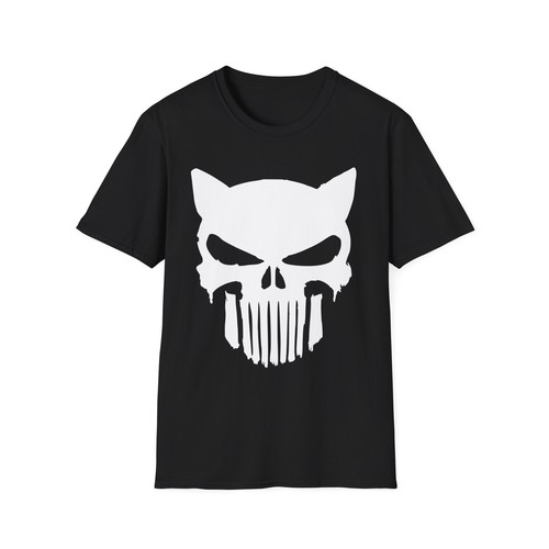 Cat Punisher Skull Unisex Softstyle T-Shirt - Picture 6 of 27