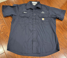 Carhartt Mens Work Shirt Mens Navy Blue Button Down Classic Twill XL