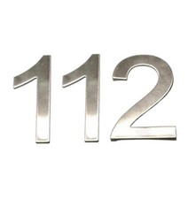Stick-On House Numbers - No 112 - Stainless Steel - 10cm - Door, Fence, Gate