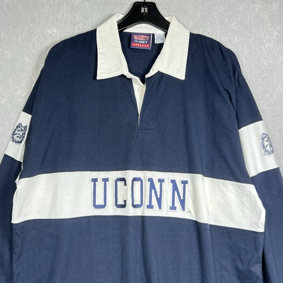 Camisa Huskies UCONN Connecticut Para Hombres X-Grande Azul Estilo Rugby Manga Larga Foto 2 de 4