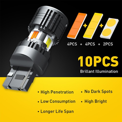 2x T20 7440 7443 White Amber LED Signal Light Globes Bulbs Anti Hyper flash 12V - Picture 35 of 92