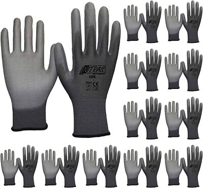 NITRAS Schutzhandschuhe Nylon PU 6205 Strickhandschuh grau 120 Paar Handschuhe