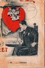 Postcard A Photo Finish Valentine Heart Phone Posted 1911 **See Description**