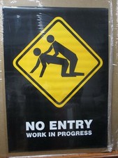 vintage No Entry Work in progress Funny 1996 poster sign 15322