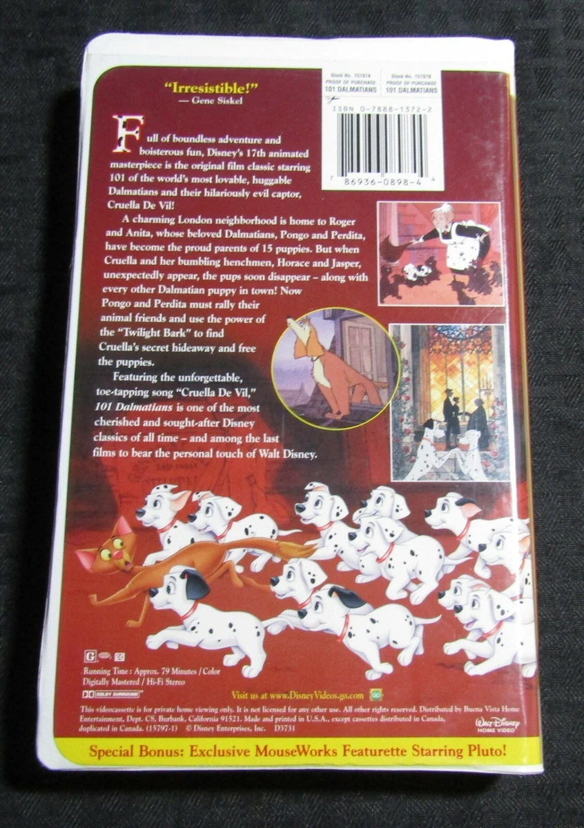 101 Dalmatians Walt Disney Classic Black Diamond VHS Tape, 46 OFF