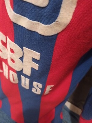 🔵 Maillot Vintage ASBF Mulhouse Années 70/80, Taille XL, Porté Mais Plein De Charme !