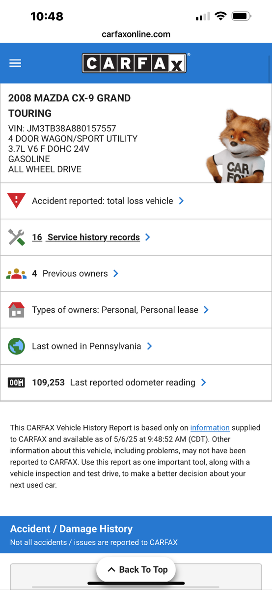 08-09 MAZDA CX9 AUTOMATIC Transmission Assy. AWD 3.7L **109K