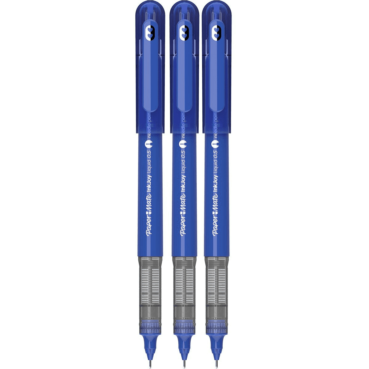 Paper mate InkJoy Liquid 0.5 Needle Point Pens  Blue  3 Pens New