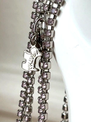Beau COLLIER signé AGATHA strass Argenté Rose 120cm 1 ou 2 (ou 3 ) tours NEUF - Photo 1/4