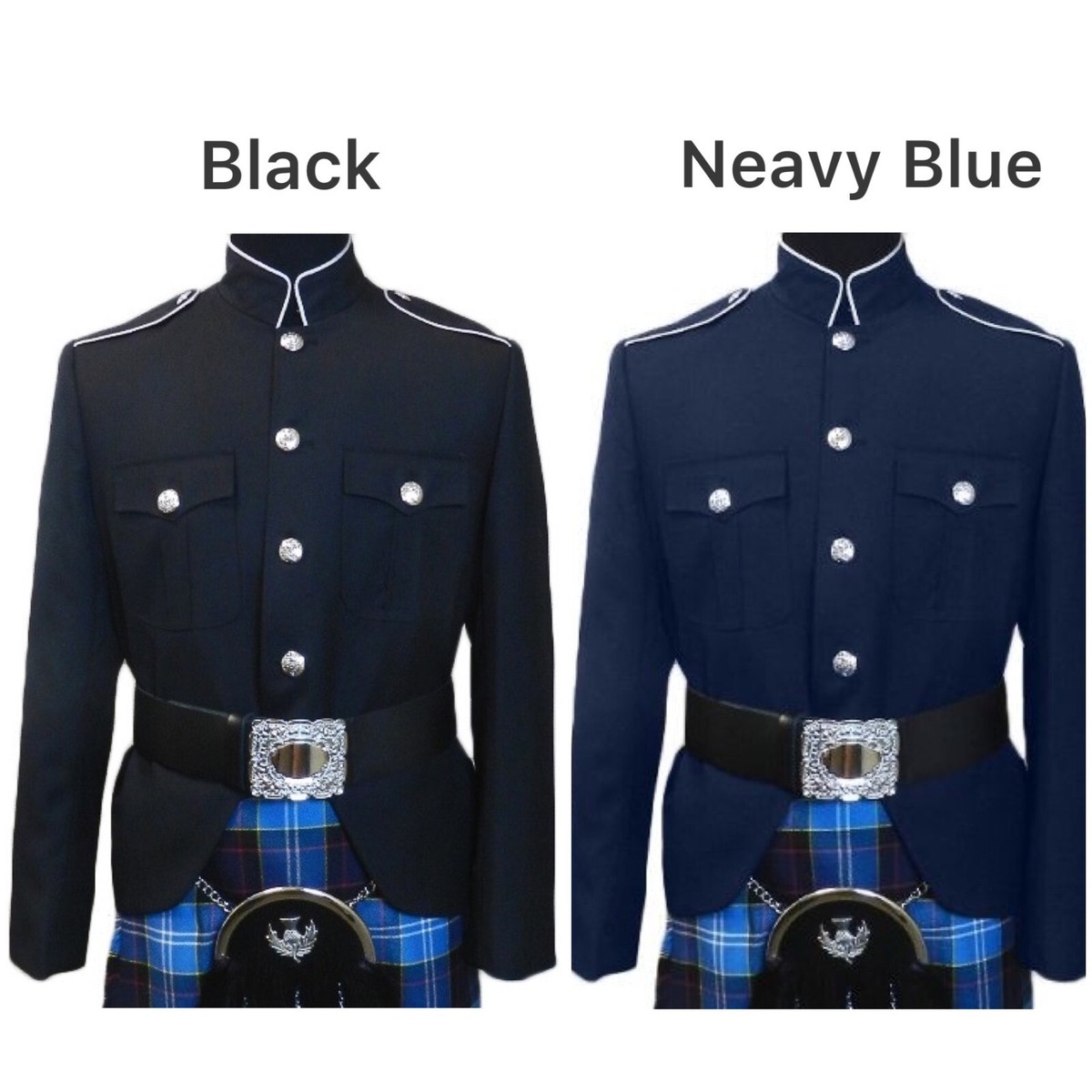 Men's Scottish Navy Blue and Black Class A Honor Guard Kilt