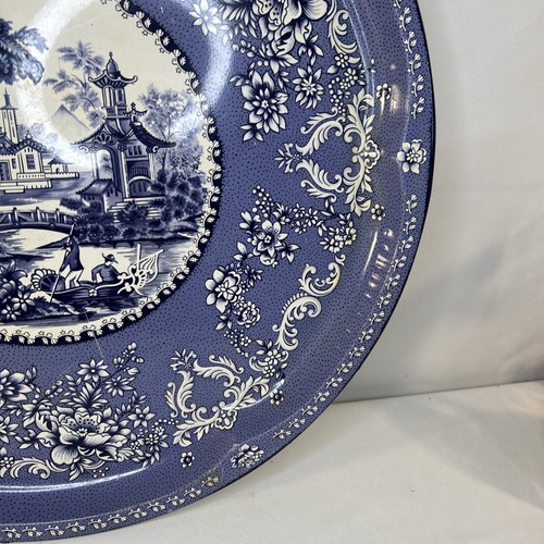 VTG Daher Blue And White Server Tray 11101 Made in England 16 in Diameter - Picture 5 of 17