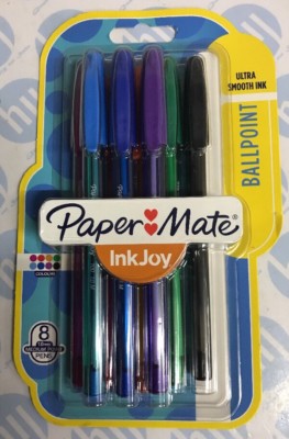 NEU Papermate 'Inkjoy 100' Packung mit 8 verschiedenen Farben Kugelschreiber