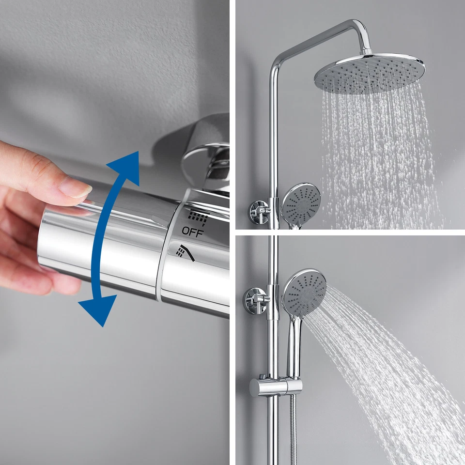 Regendusche mit Thermostat Duscharmatur Duschsystem Duschset Handbrause Dusche - Bild 4 von 4