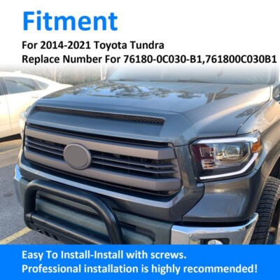 Front Upper Grille Hood Bulge Molding For 2014-2021 Toyota Tundra – Silver, Includes Light Bar