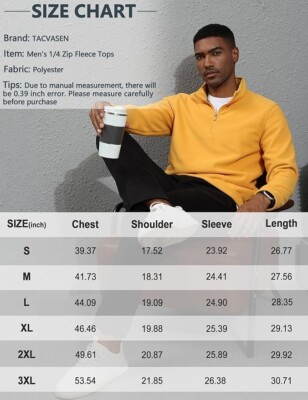 TACVASEN Men's 1/4 Zip Fleece Tops Winter Stand Collar Warm Long