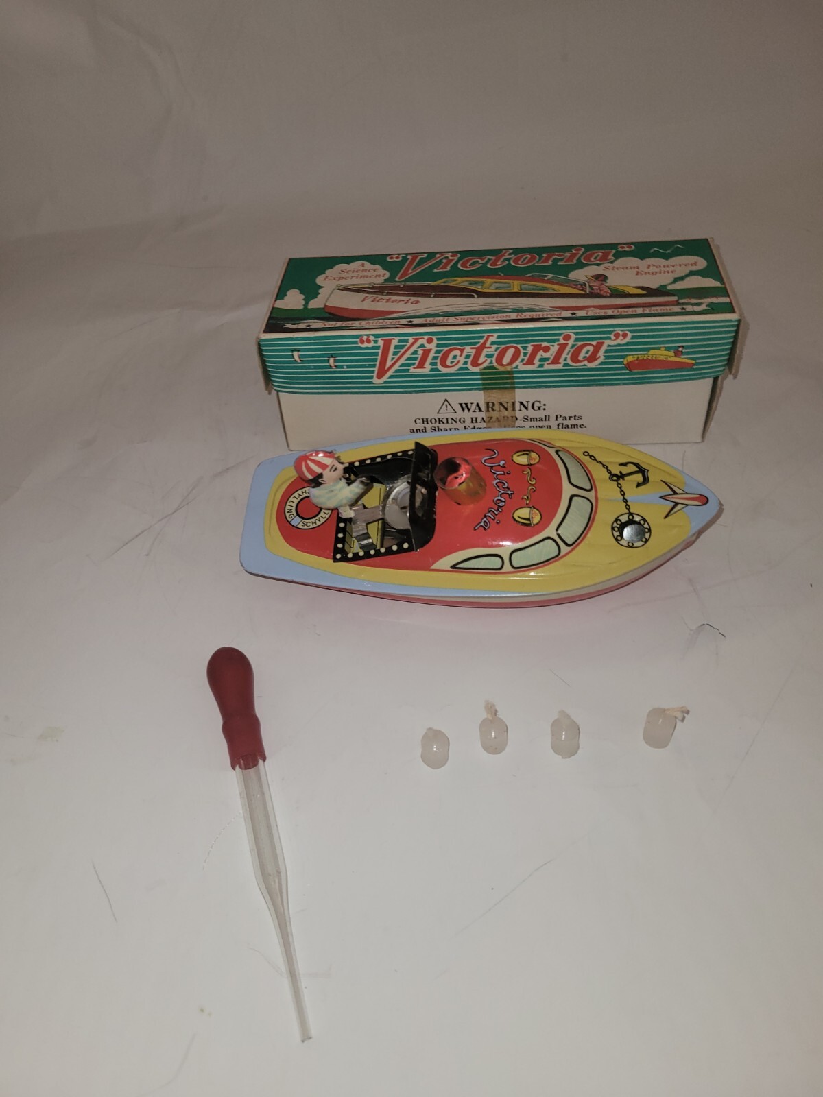 Victoria puttputt boat complete candle powered science toy eBay