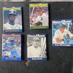LOT OF 5 BASEBALL COLLECT-A-BOOKS BABE RUTH BO JACKSON GRIFFEY JR MCGWIRE MATTIN