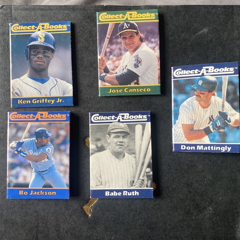 LOT OF 5 BASEBALL COLLECT-A-BOOKS BABE RUTH BO JACKSON GRIFFEY JR MCGWIRE MATTIN