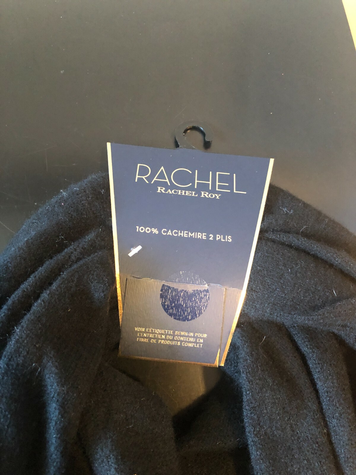 Cashmere Black Travel Knit Scarf Shawl 