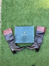 Gucci Vintage Riding Boots Brown/Red Leather Size 39 Original Box 1987