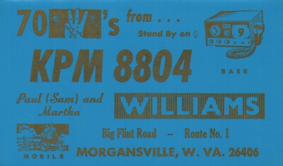 Morgansville West Virginia KPM-8804 QSL Radio Postcard | eBay