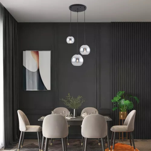 Modern 3-Light Glass Globe Chandelier Pendant Light Hanging Ceiling Lamp Fixture - Bild 3 von 6