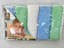 Northpoint Baby 5 Piece Washcloths Colors 10" x 10" Blue Green White